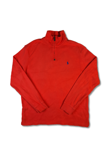 Moderne Ralph Lauren Strickjacke Quarter Zip Orange L