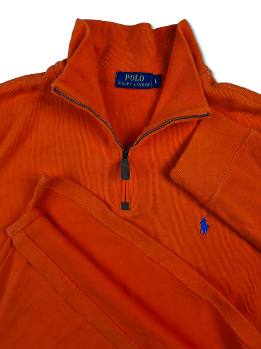 Moderne Ralph Lauren Strickjacke Quarter Zip Orange L