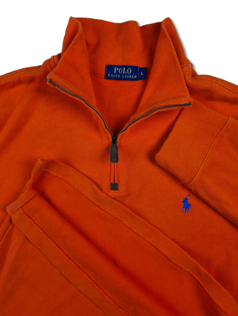 Moderne Ralph Lauren Strickjacke Quarter Zip Orange L