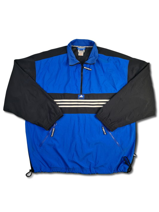 Vintage Adidas Sportjacke Windbreaker Halfzip Schwarz Blau L