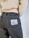 Vintage Mac Jeans Crazy Cut Blumen Stickerei Back Patch Grau S-M