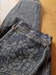 Vintage Mac Jeans Crazy Cut Blumen Stickerei Back Patch Grau S-M