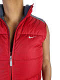 Moderne Nike Daunenweste Puffer Rot Grau S-M