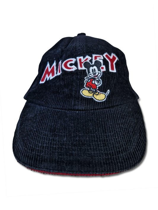 Vintage Disney Cap Micky Maus Cord Bestickt Schwarz S-M