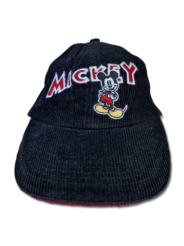 Vintage Disney Cap Micky Maus Cord Bestickt Schwarz S-M