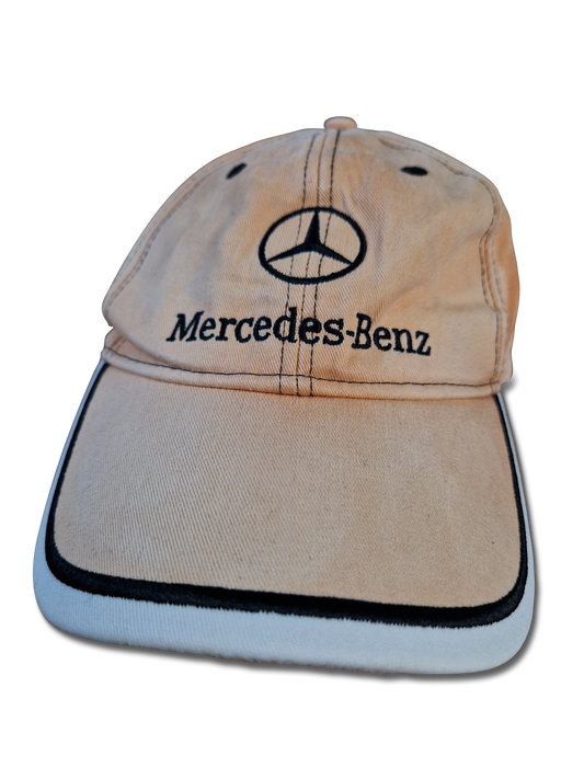 Vintage Mercedes Benz Cap Promo Ausgewaschen Braun Beige