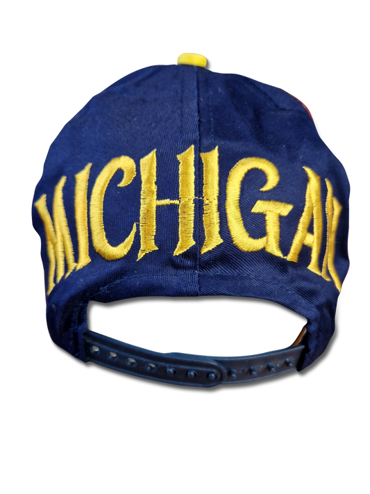 Vintage Michigan Cap Basketball NBA Bestickt Gelb Dunkelblau