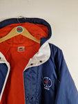 Vintage Nike Parka Basketball Spellout Kapuze Blau Orange M-L