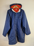 Vintage Nike Parka Basketball Spellout Kapuze Blau Orange M-L