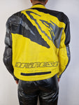 Vintage Drinese Bikerjacke Racing Motorrad Made In Italy Schwarz Gold (50) M-L