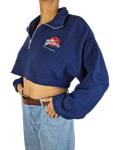 Vintage Planet Hollywood Fleece 1991 Quarterzip Cropped Mall Of America Made In USA Dunkelblau  L-XL