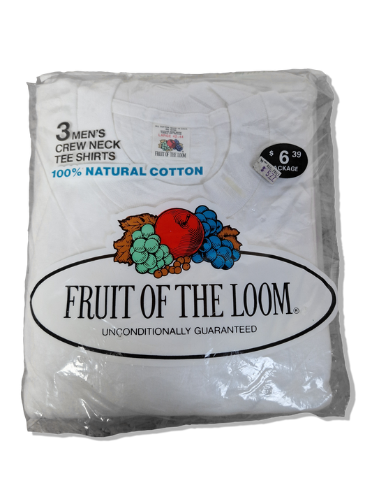 Rare! Vintage Fruit Of The Loom Shirts 3erPack 1978 Deadstock Made In USA Weiß (42-44) L