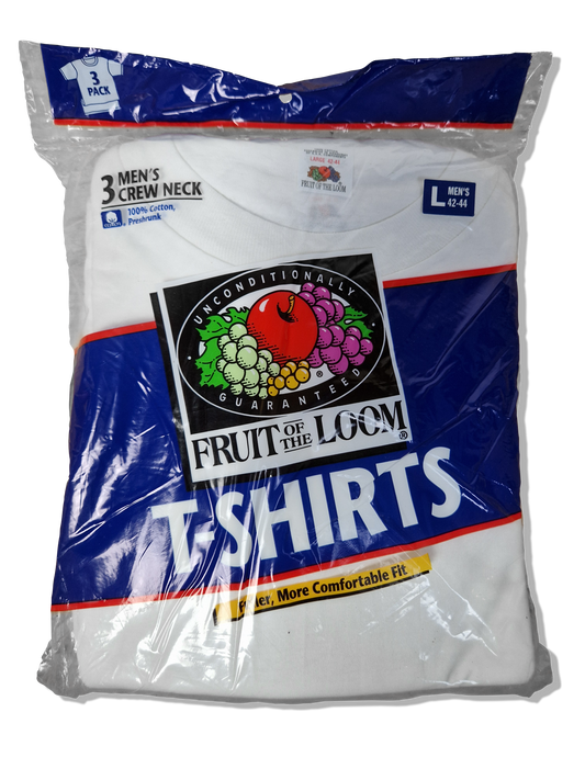 Rare! Vintage Fruit Of The Loom Shirt 3erPack Deadstock Made In USA Weiß L