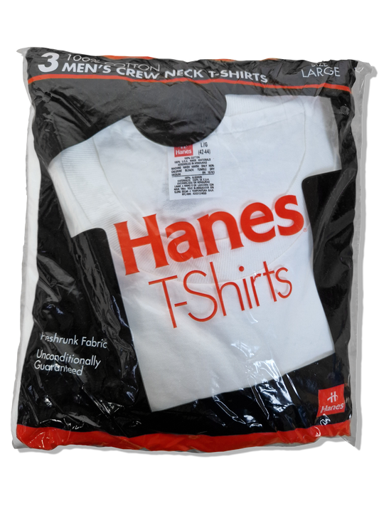 Rare! Vintage Hanes Shirts 3er Packet 1987 Deadstock Single Stitched Weiß (42/44) L