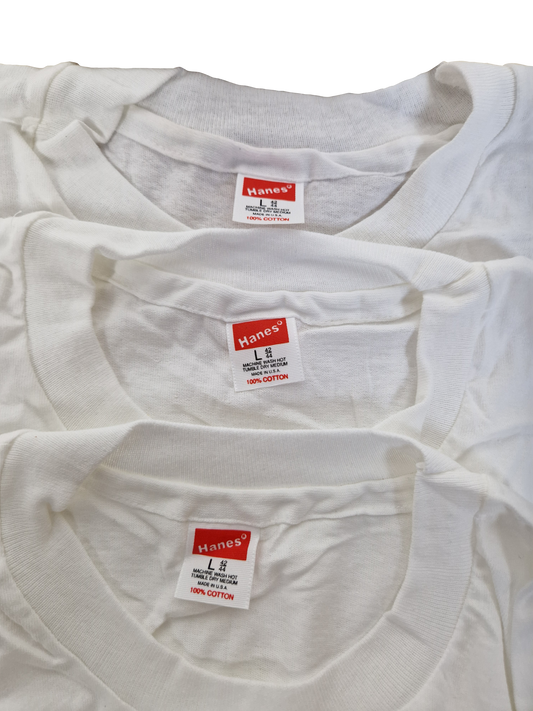 Rare! Vintage Hanes Shirts 3er Packet 1987 Deadstock Single Stitched Weiß (42/44) L