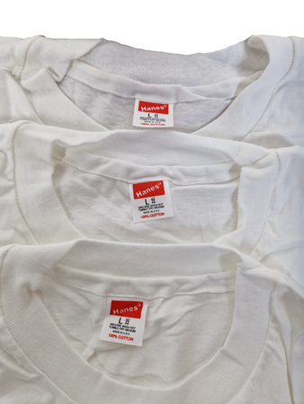 Rare! Vintage Hanes Shirts 3er Packet 1987 Deadstock Single Stitched Weiß (42/44) L