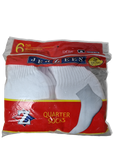 Vintage Jerzees Quarter Socks 6erPack Deadstock Made In USA Weiß