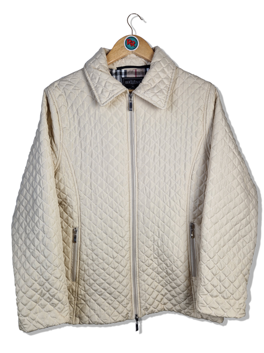 Moderne Sursive Steppjacke Checked Pattern Beige Creme XL