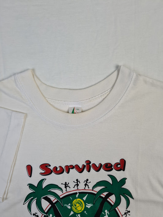 Vintage Tourist Shirt "I survived Haitit..." Bedruckt Weiß XL-XXL