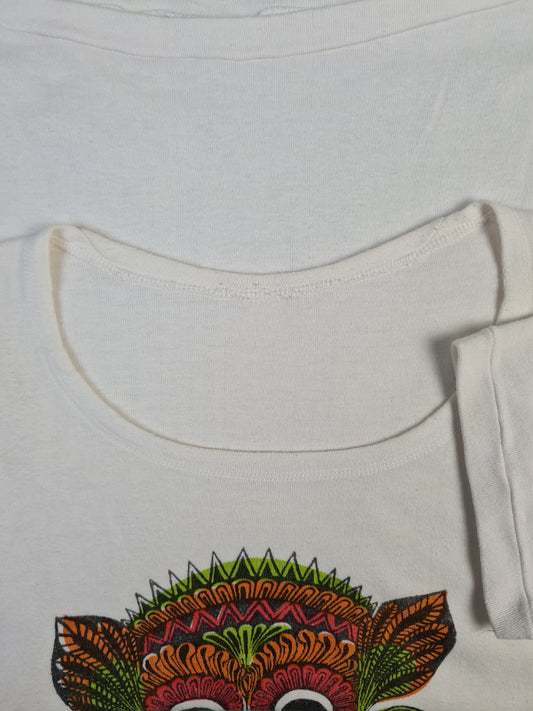 Vintage Tourist Shirt Sri Lanka 80s Single Stitched Bedruckt Weiß S-M