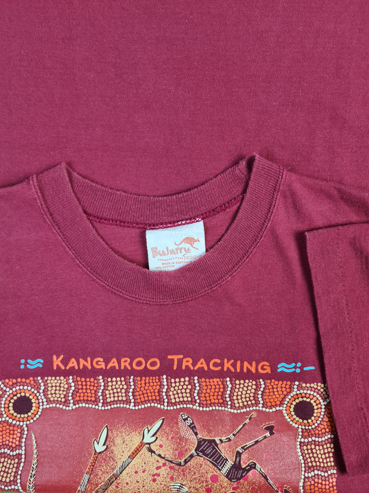 Vintage Bulurru Shirt Aboriginal Artwork Kangaroo Tracking Made In Australia Rot XL