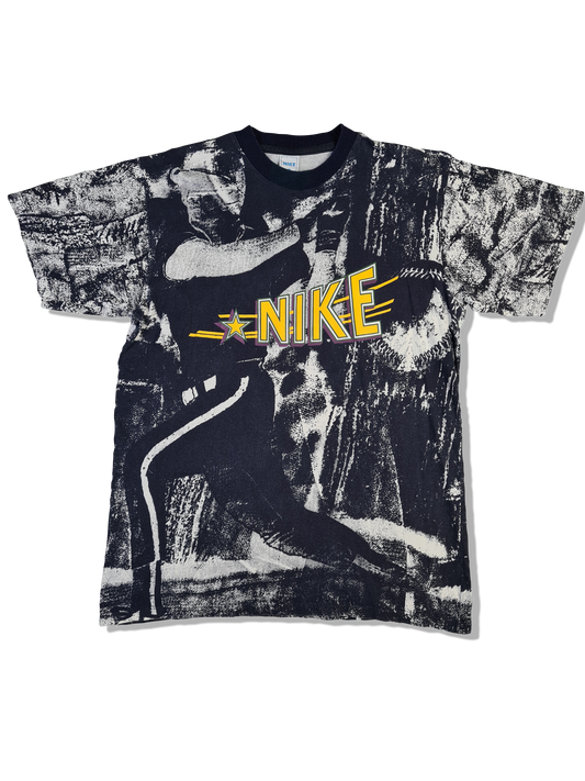 Rare! Vintage Nike Shirt CideSport All Over Print Baseball Made In Spain Grau Weiß M