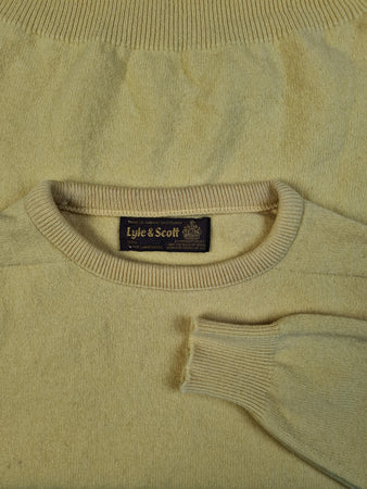 Vintage Lyle&Scott Strickpullover Lammwolle Made In Scotland Gelb M-L