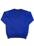 Moderner Carlo Colucci Pullover Merino Anteil V-Ausschnitt Made In Italy Blau M