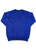 Moderner Carlo Colucci Pullover Merino Anteil V-Ausschnitt Made In Italy Blau M