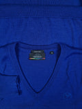 Moderner Carlo Colucci Pullover Merino Anteil V-Ausschnitt Made In Italy Blau M