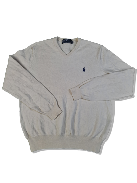 Moderner Ralph Lauren Strickpulli Merino Creme Weiß