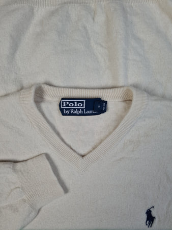 Moderner Ralph Lauren Strickpulli Merino Creme Weiß