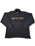 Vintage Benetton Rollkragen Spellout Dunkelblau S