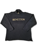 Vintage Benetton Rollkragen Spellout Dunkelblau S