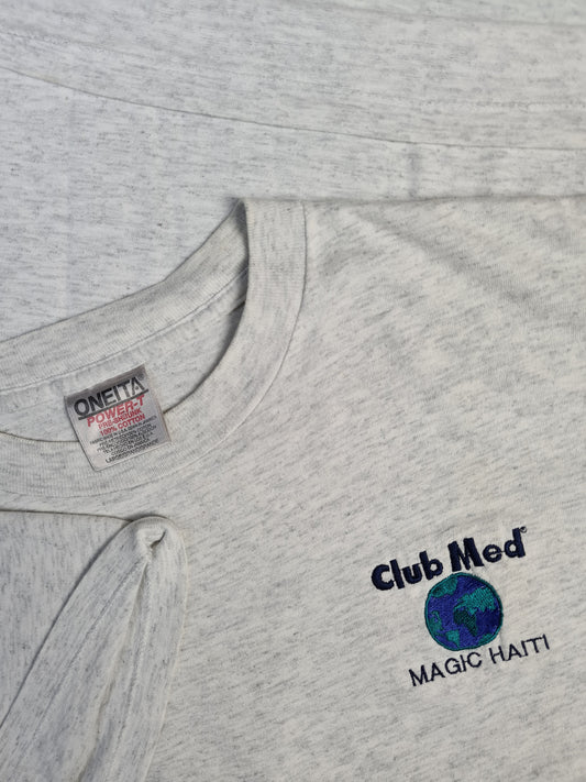 Vintage Oneita Shirt Club Med Magic Haiti Bestickt Grau L