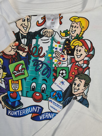 Modernes Stedman Shirt "Social Jeck-Kunterbunt vernetzt" Promo Volksbank Köln Weiß L