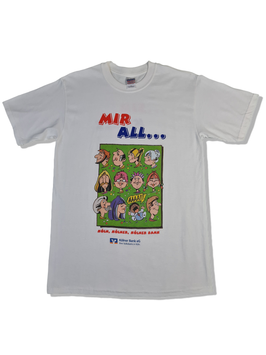 Modernes Gildan Shirt "Mir alle sin Kölle" Promo Volksbank Weiß M