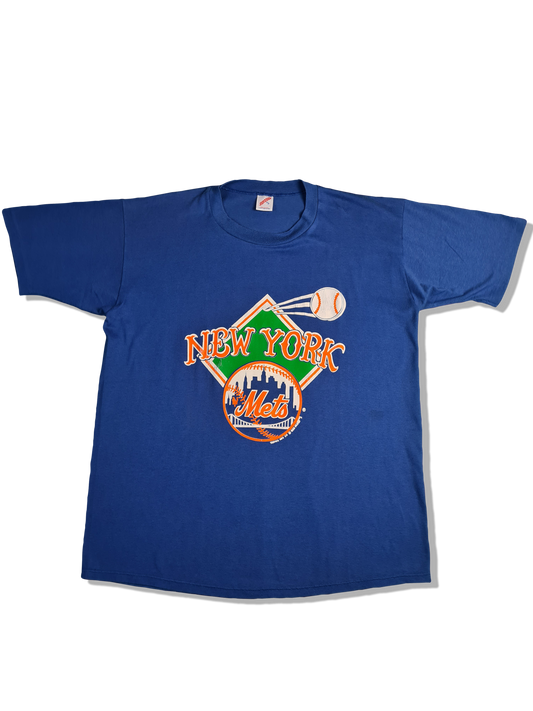 Vintage Jerzees Shirt 1988 New York Mets MLB Baseball Made In USA Blau XL