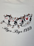 Vintage Cotter Shirt "Bye Bye 1999, Welcome 2000 in Switzerland" Kühe Weiß XL