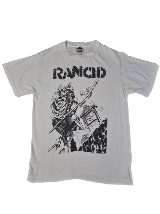 Vintage Fruit Of The Loom Shirt Rancid Bedruckt Weiß S