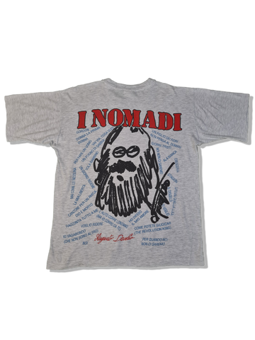 Vintage I Nomadi Shirt 80s Augosto Daolio Single Stitched Grau M-L