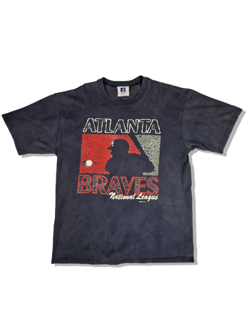 Vintage Russell Shirt Baseball Atlanta Braves 1995 Made In USA Dunkelblau L