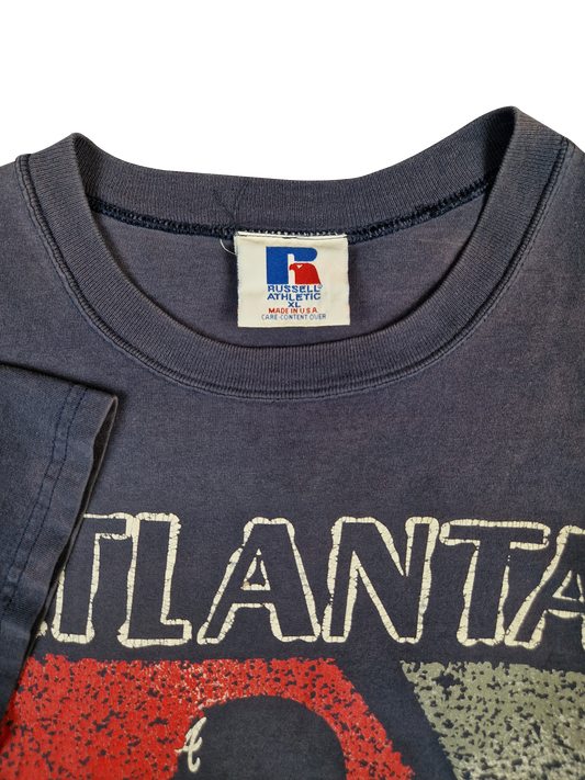 Vintage Russell Shirt Baseball Atlanta Braves 1995 Made In USA Dunkelblau L