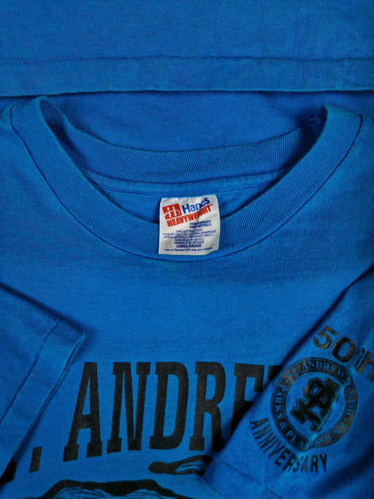 Vintage Hanes Shirt St. Andrew's Hurricanes #3 Single Stitched Blau L