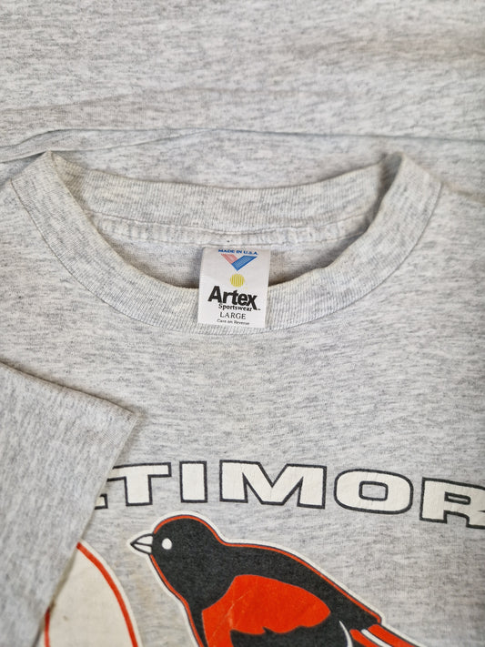 Vintage Artex Shirt MLB 1991 Baltimore Orioles Made In USA Single Stitched L