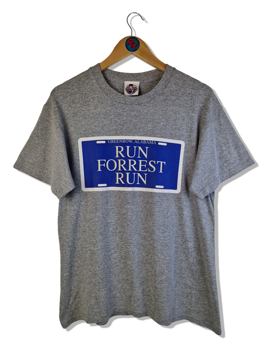 Vintage Bubba Gump Shirt 2003 "Run Forrest/Stop Forrest" Backprint Grau M