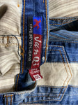 Y2K Jun Qi Jeans Nine.Seven.Jeans Patchwork Style Blau Braun S-M