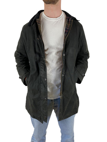 Basic Barbour Wachsjacke Cordkragen Schwarz L